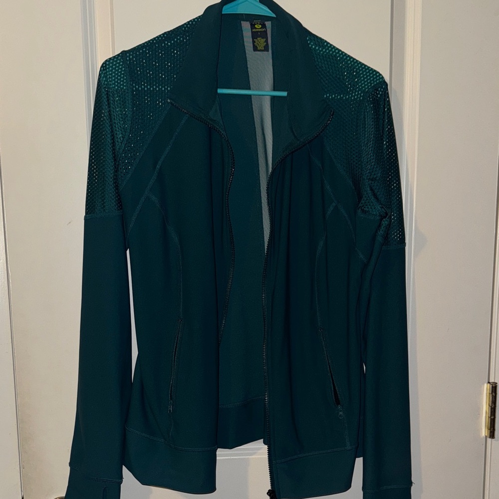 Xersion running Track Jacket emerald green LG mesh breathable sweater